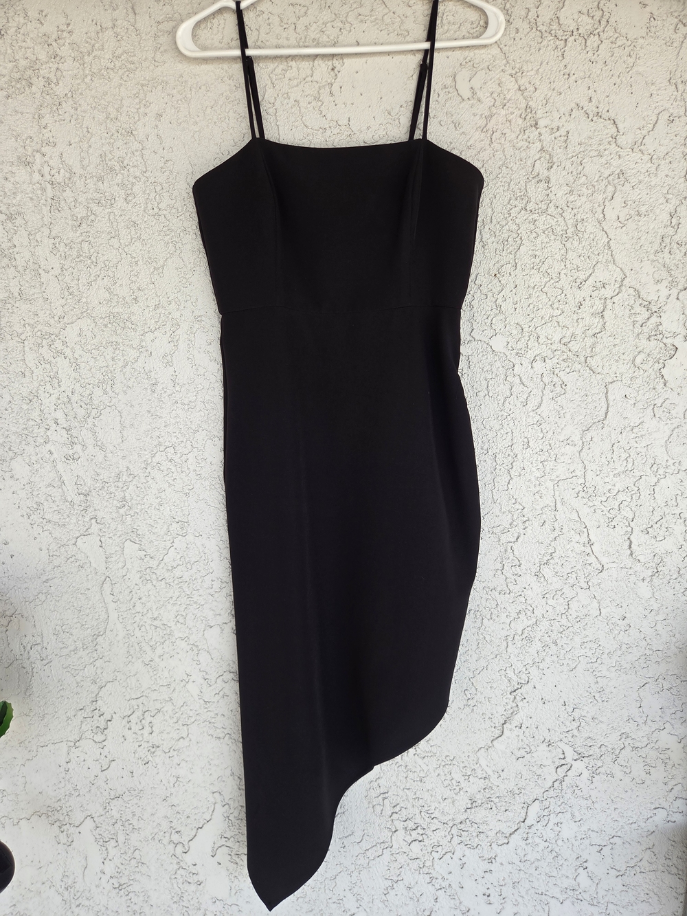 Gianni Bini Black Asymmetrical Slip Dress with Spaghetti Straps